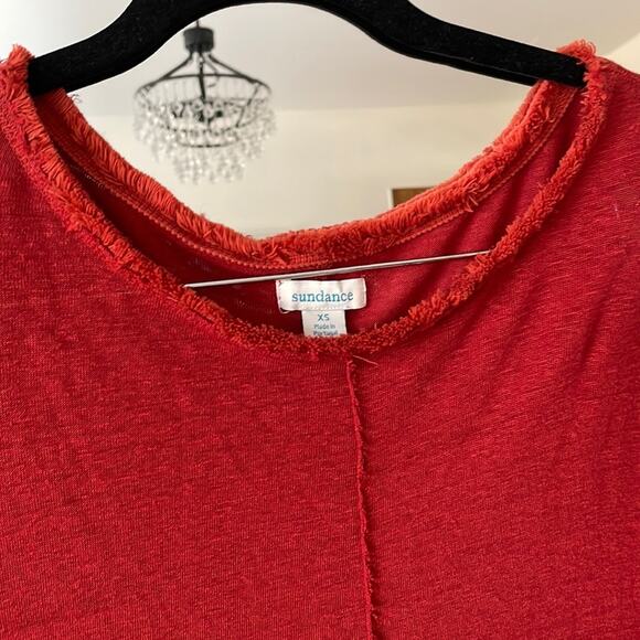 SUNDANCE Red Fringe Crewneck Pullover Boho Sweater Size X-Small - Picture 2 of 5